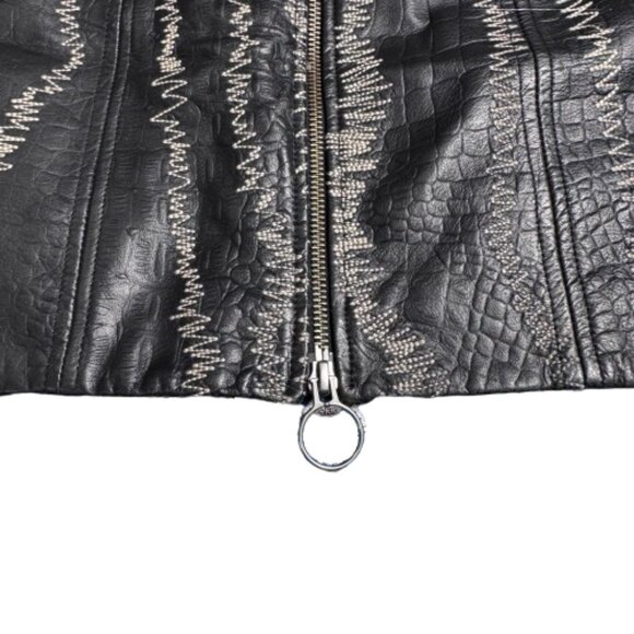 Free People Rock The Croc Lamb Leather Whimsigoth Y2K Mini Skirt (Size 10) - Picture 8 of 15